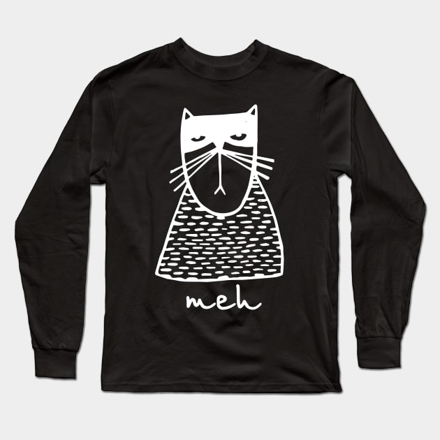 Sarcastic Funny Angry Cat MEH Halloween Long Sleeve T-Shirt by MasliankaStepan